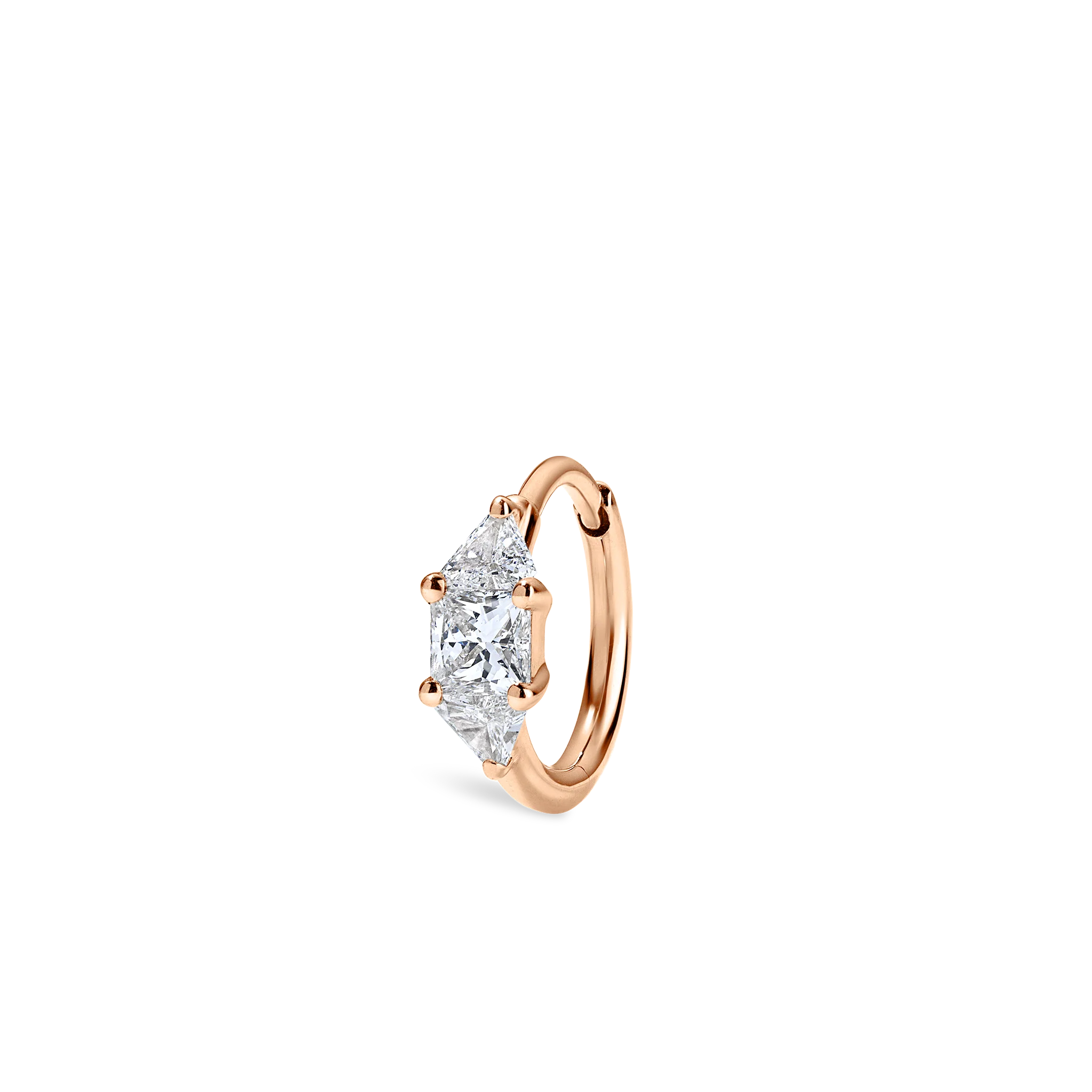3mm Diamond Princess Triangle Hoop Earring (Non-Rotating) - Image 35