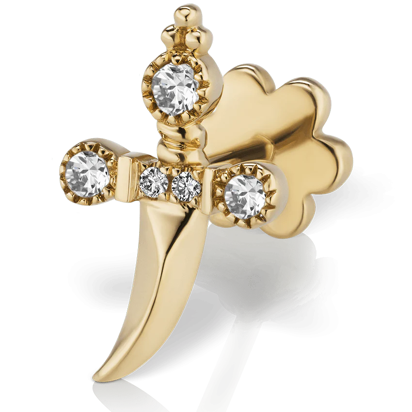 Diamond Trinity Hilt Dagger Threaded Stud With Titanium Backing - Image 4