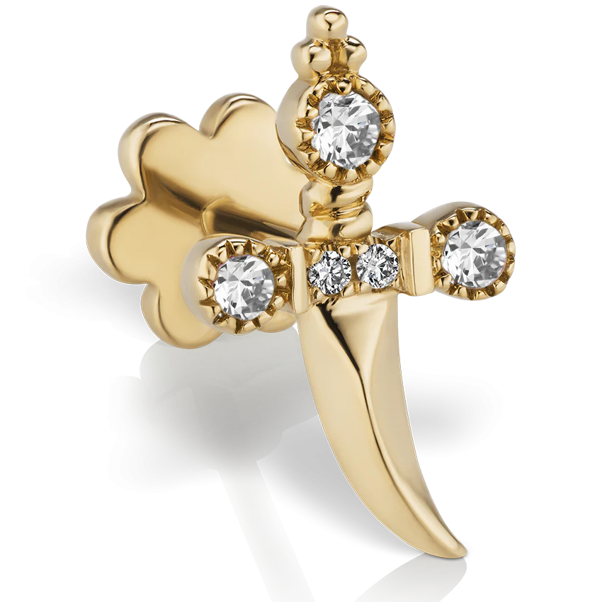 Diamond Trinity Hilt Dagger Threaded Stud With Titanium Backing - Image 5
