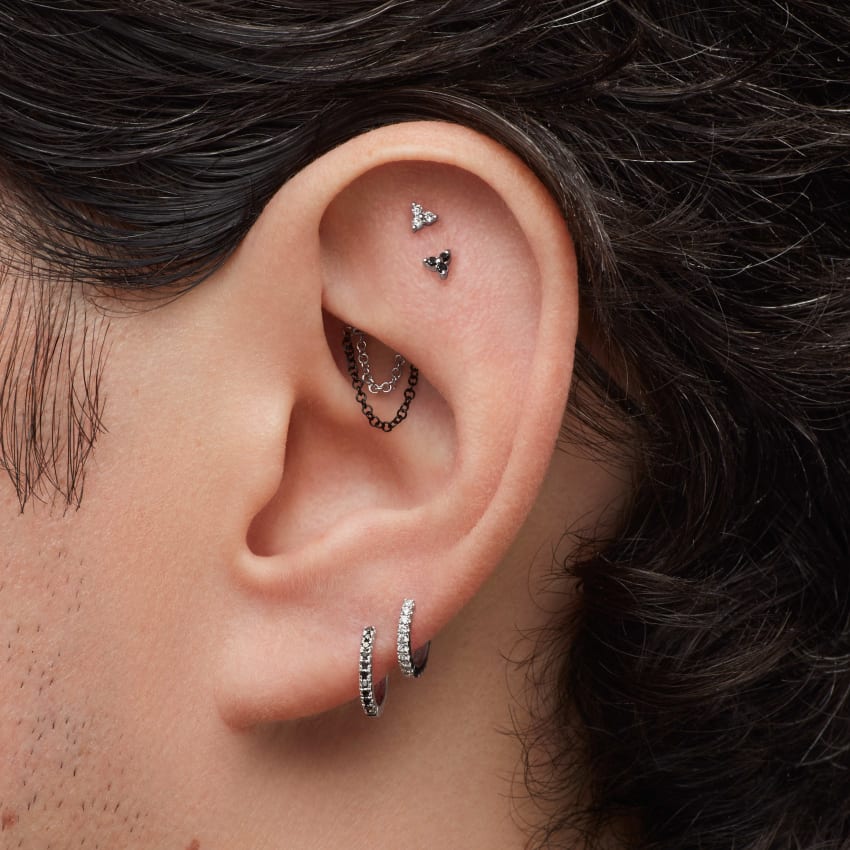 Diamond Trinity Threaded Stud Earring - Image 17