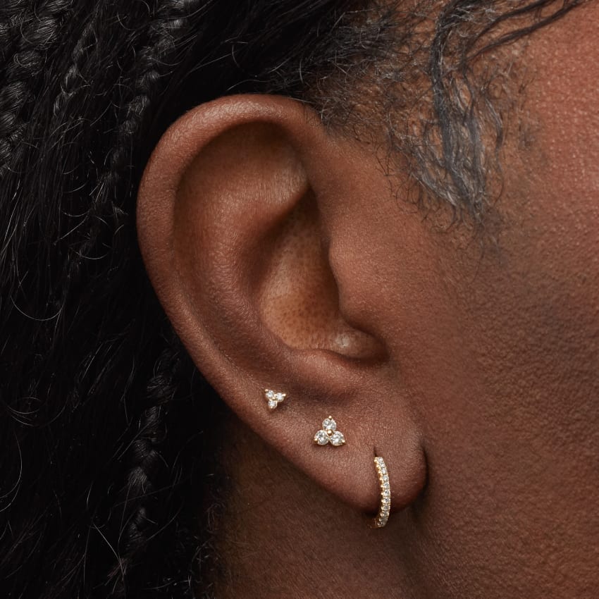 Diamond Trinity Threaded Stud Earring - Image 21