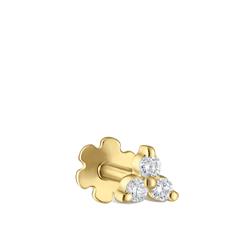 Diamond Trinity Threaded Stud Earring - Image 9