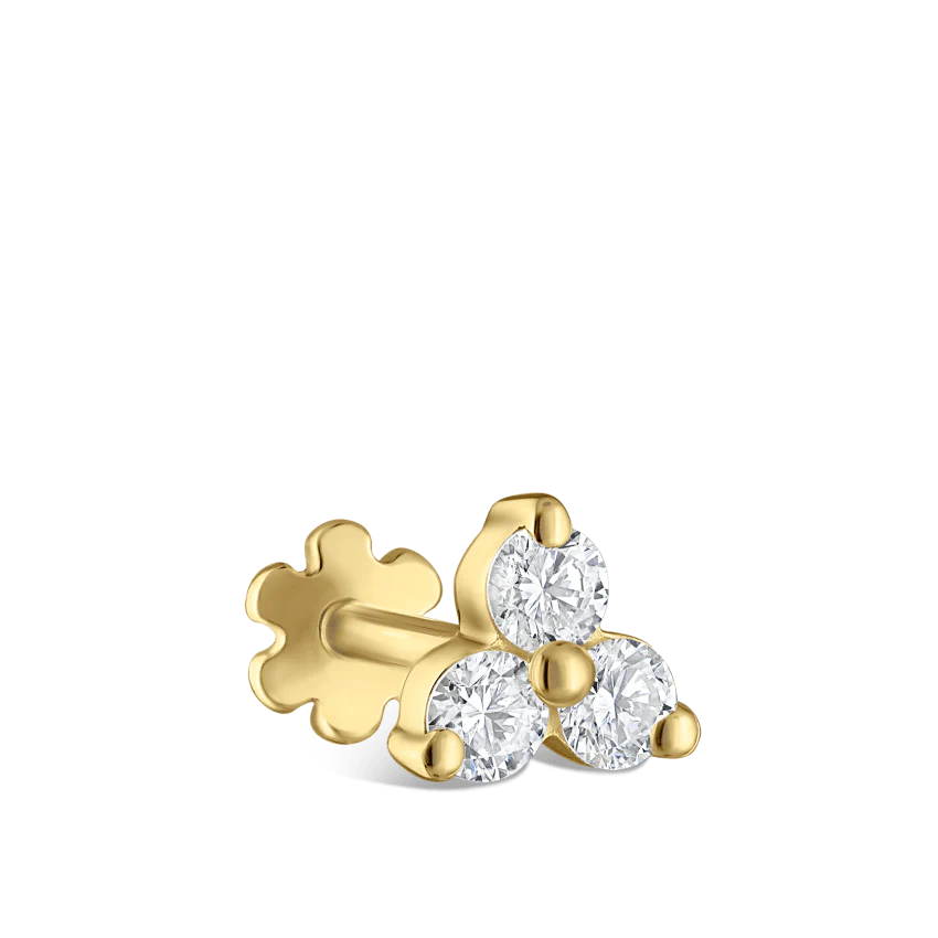Diamond Trinity Threaded Stud Earring With Titanium Backing - Image 13