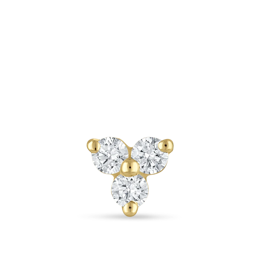 Diamond Trinity Threaded Stud Earring With Titanium Backing - Image 15