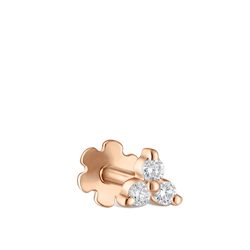 Diamond Trinity Threaded Stud Earring With Titanium Backing - Image 16
