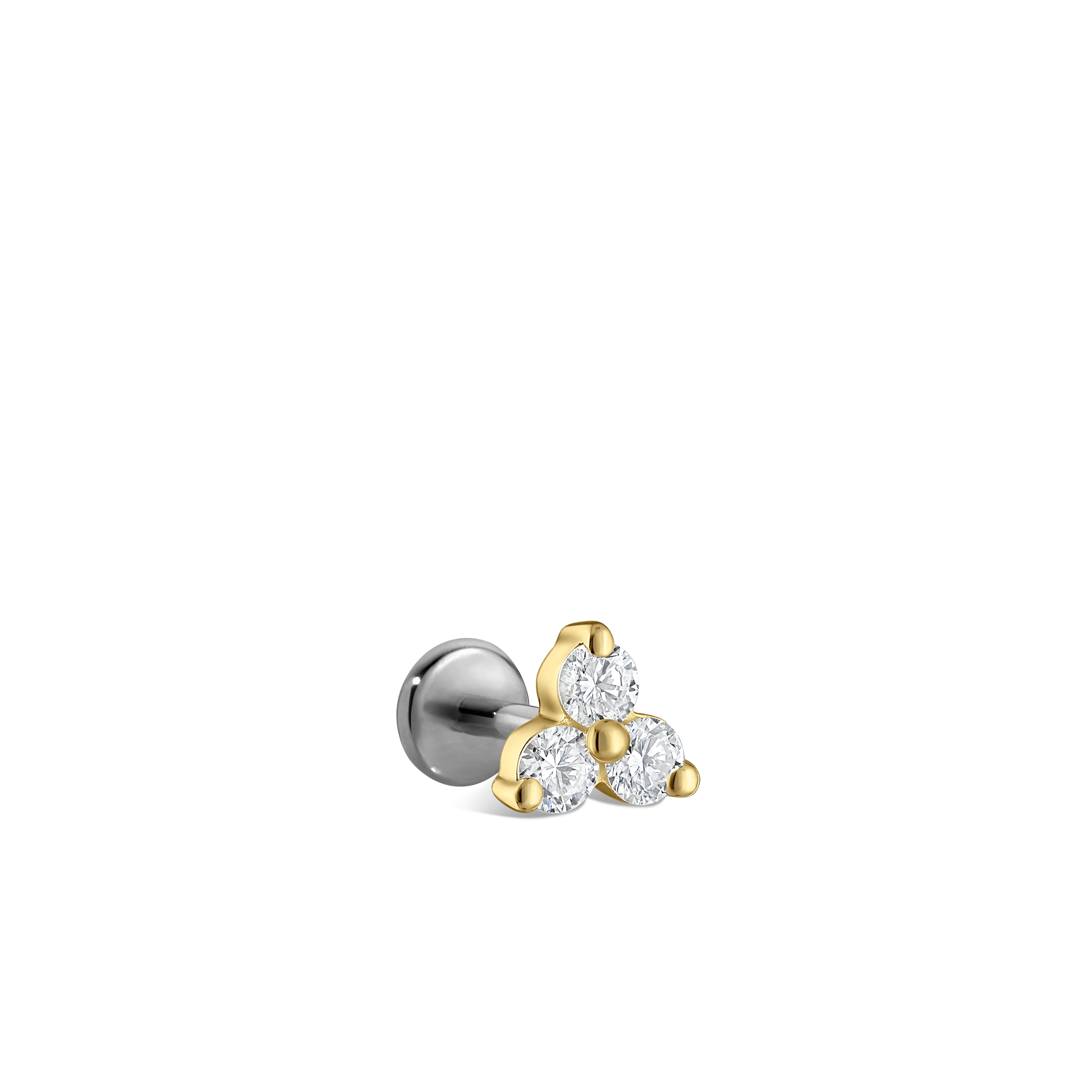Diamond Trinity Threaded Stud Earring With Titanium Backing - Image 24