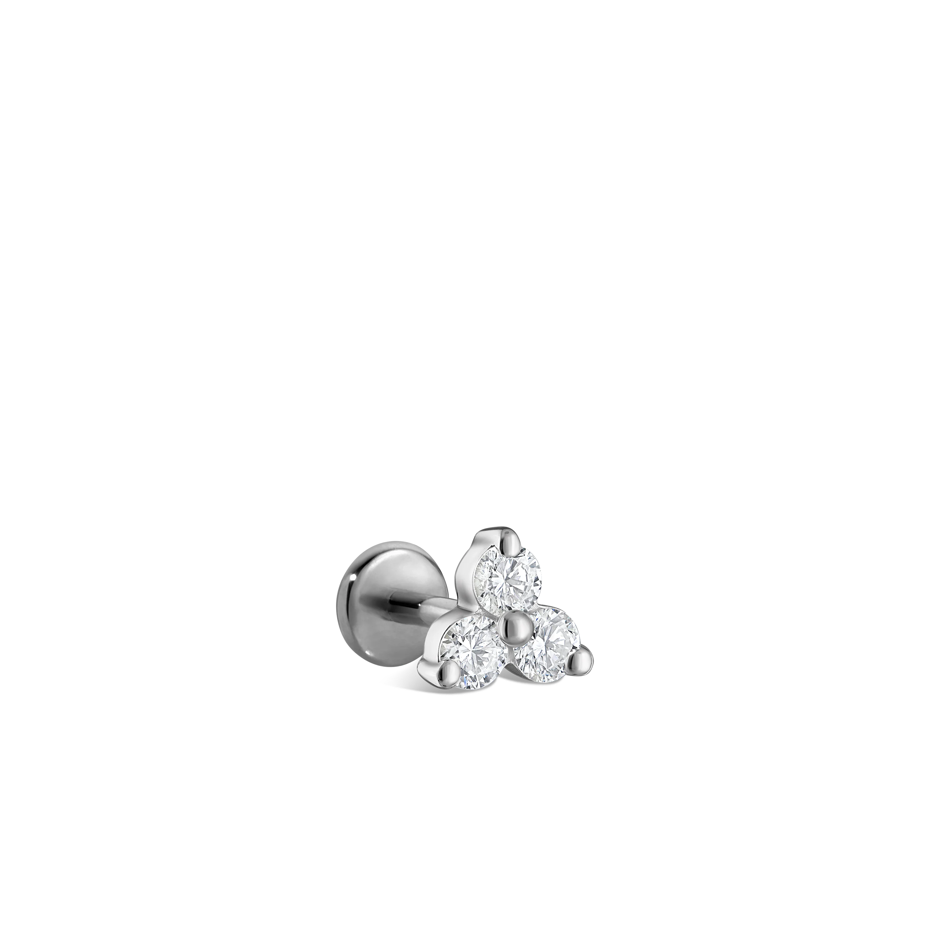 Diamond Trinity Threaded Stud Earring With Titanium Backing - Image 26