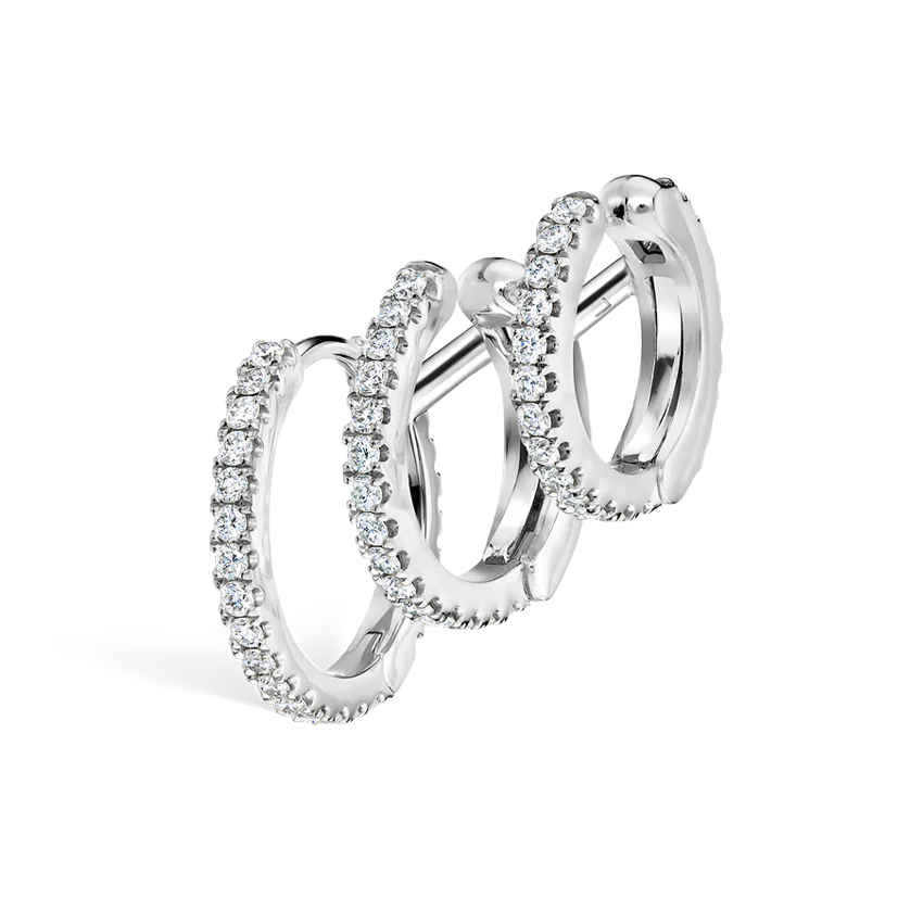Diamond Triple Linked Eternity Hoop Earring and Cuffs - Image 2