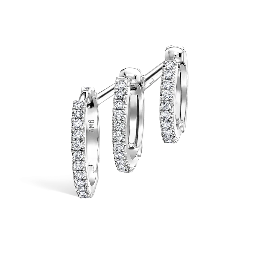 Diamond Triple Linked Eternity Hoop Earring and Cuffs - Image 3