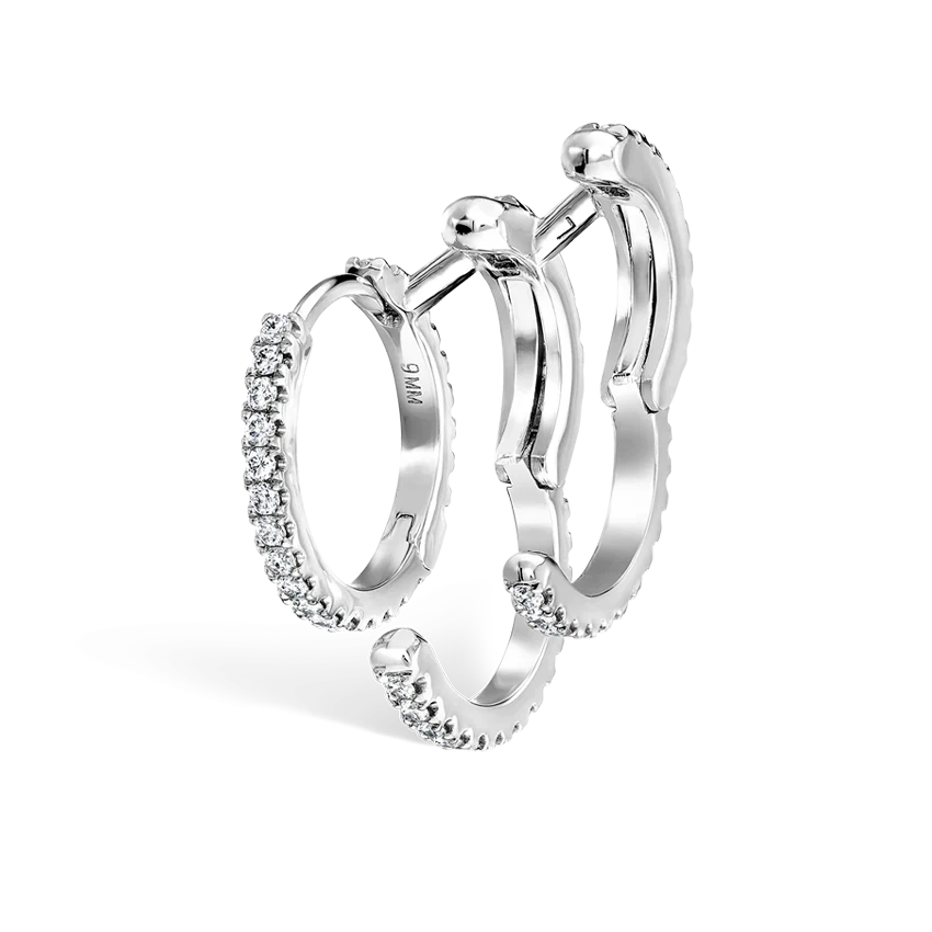 Diamond Triple Linked Eternity Hoop Earring and Cuffs - Image 4