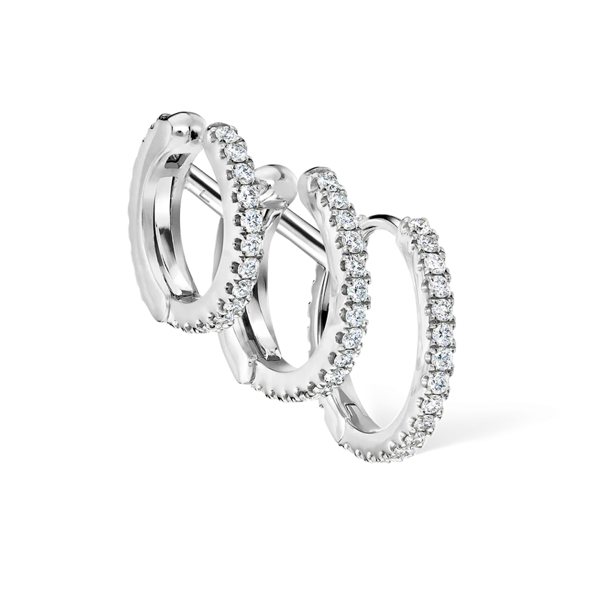 Diamond Triple Linked Eternity Hoop Earring and Cuffs - Image 8