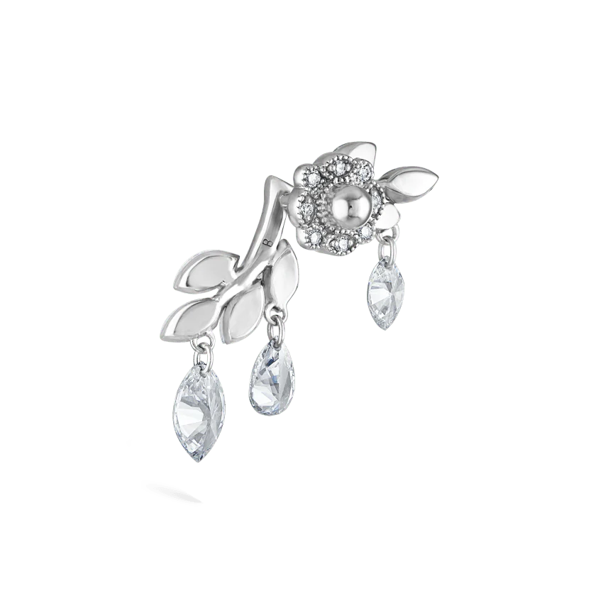 Diamond Vine Garland Threaded Stud Earring - Image 8