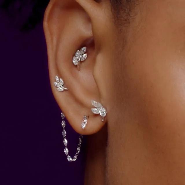 Diamond Vine Threaded Stud Earring - Image 43