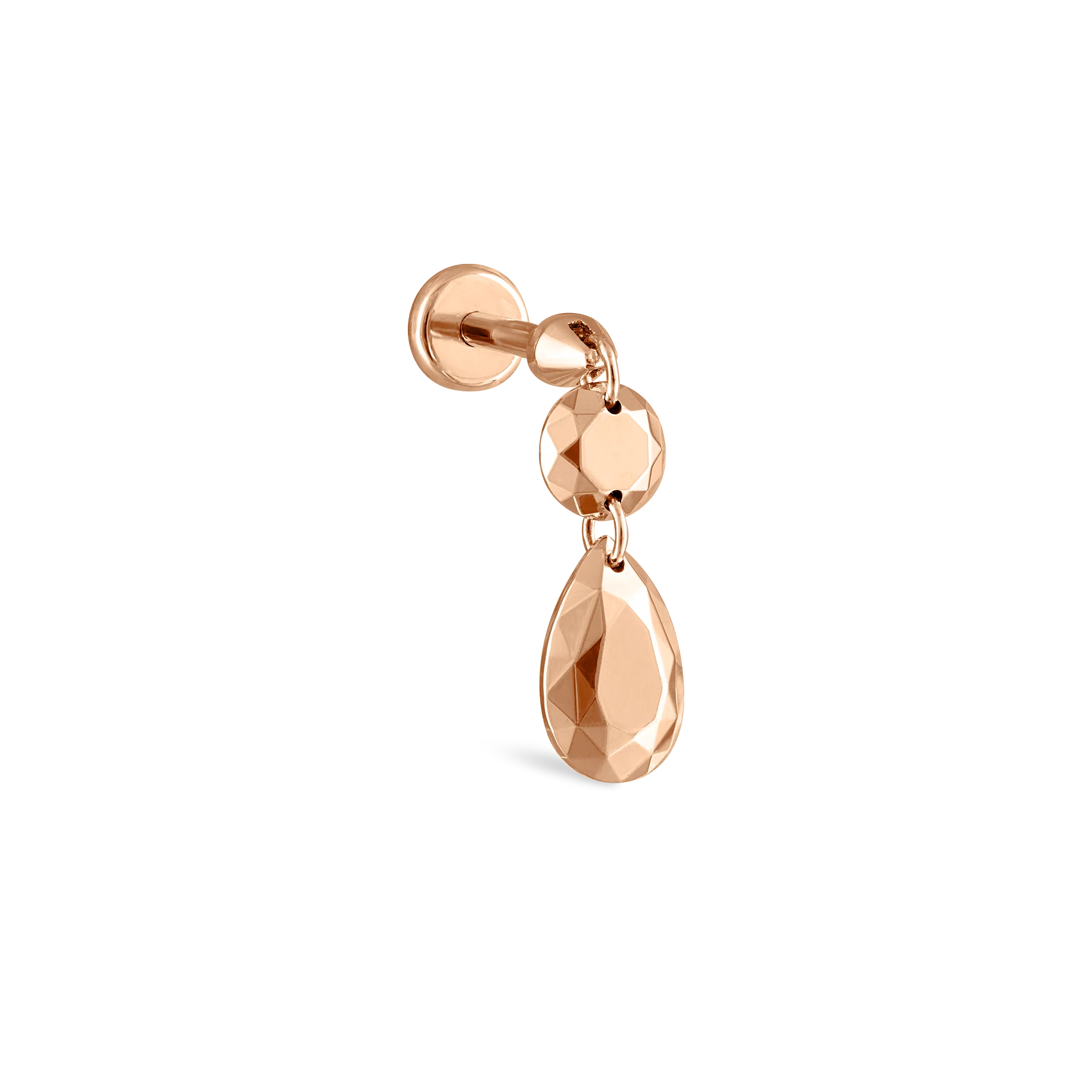 Double Faceted Gold Threaded Charm Stud Earring - Image 12