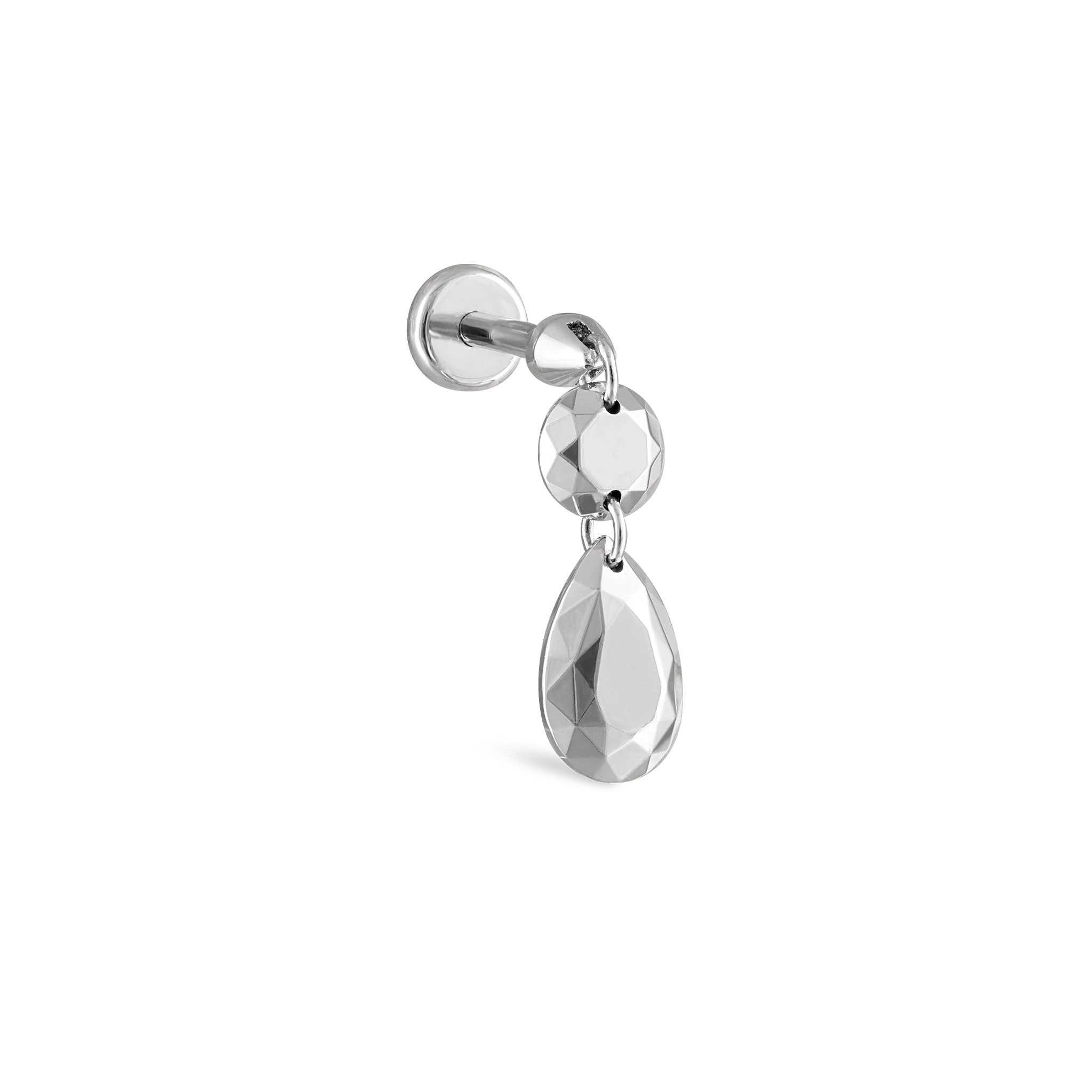 Double Faceted Gold Threaded Charm Stud Earring - Image 13