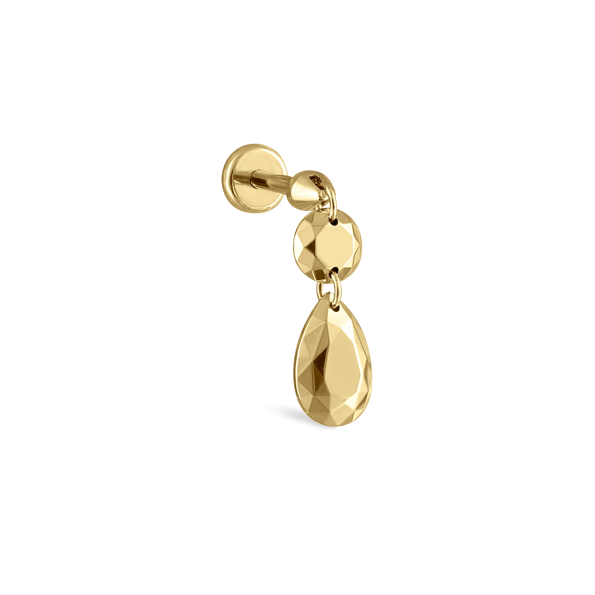 Double Faceted Gold Threaded Charm Stud Earring - Image 14