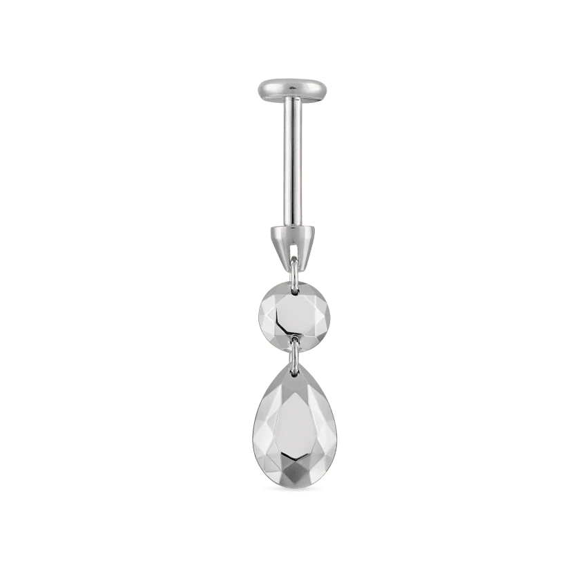 Double Faceted Gold Threaded Charm Stud Earring - Image 4
