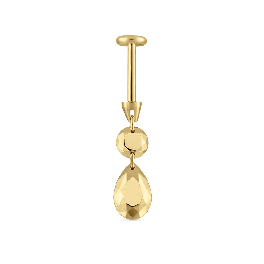 Double Faceted Gold Threaded Charm Stud Earring - Image 7