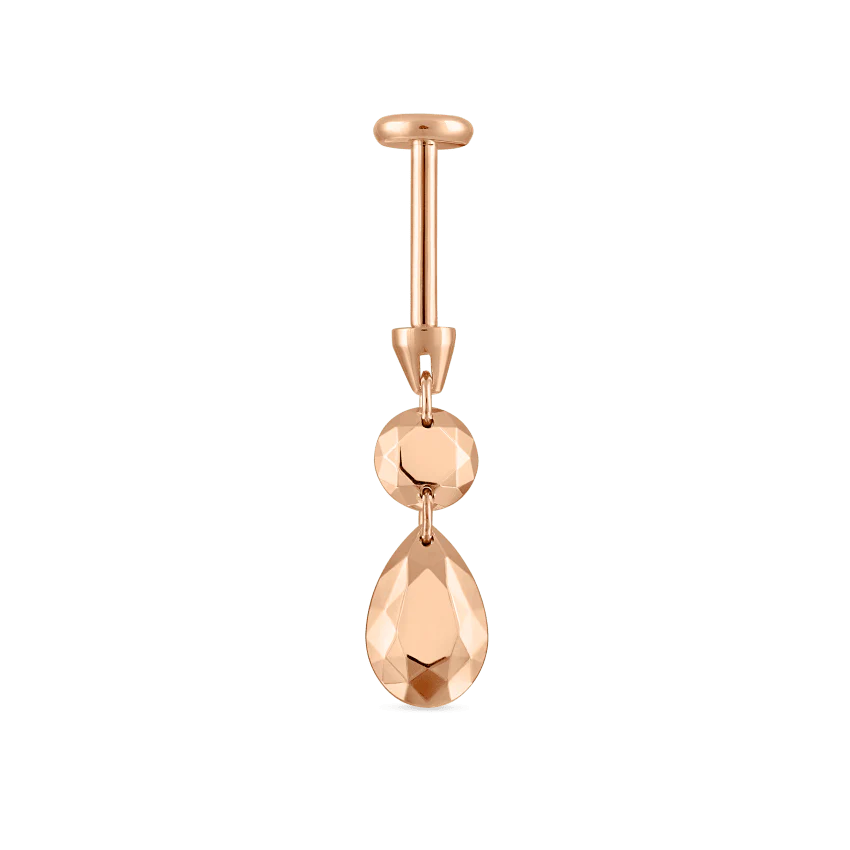 Double Faceted Gold Threaded Charm Stud Earring With Titanium Backing - Image 13