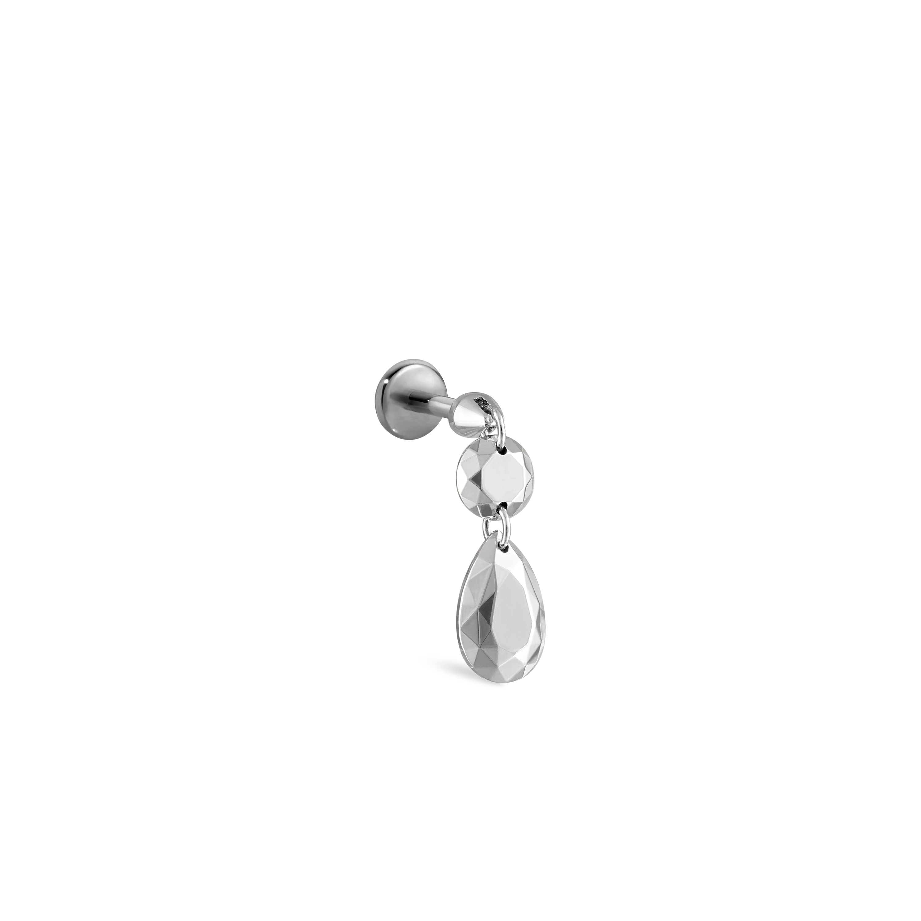 Double Faceted Gold Threaded Charm Stud Earring With Titanium Backing - Image 17