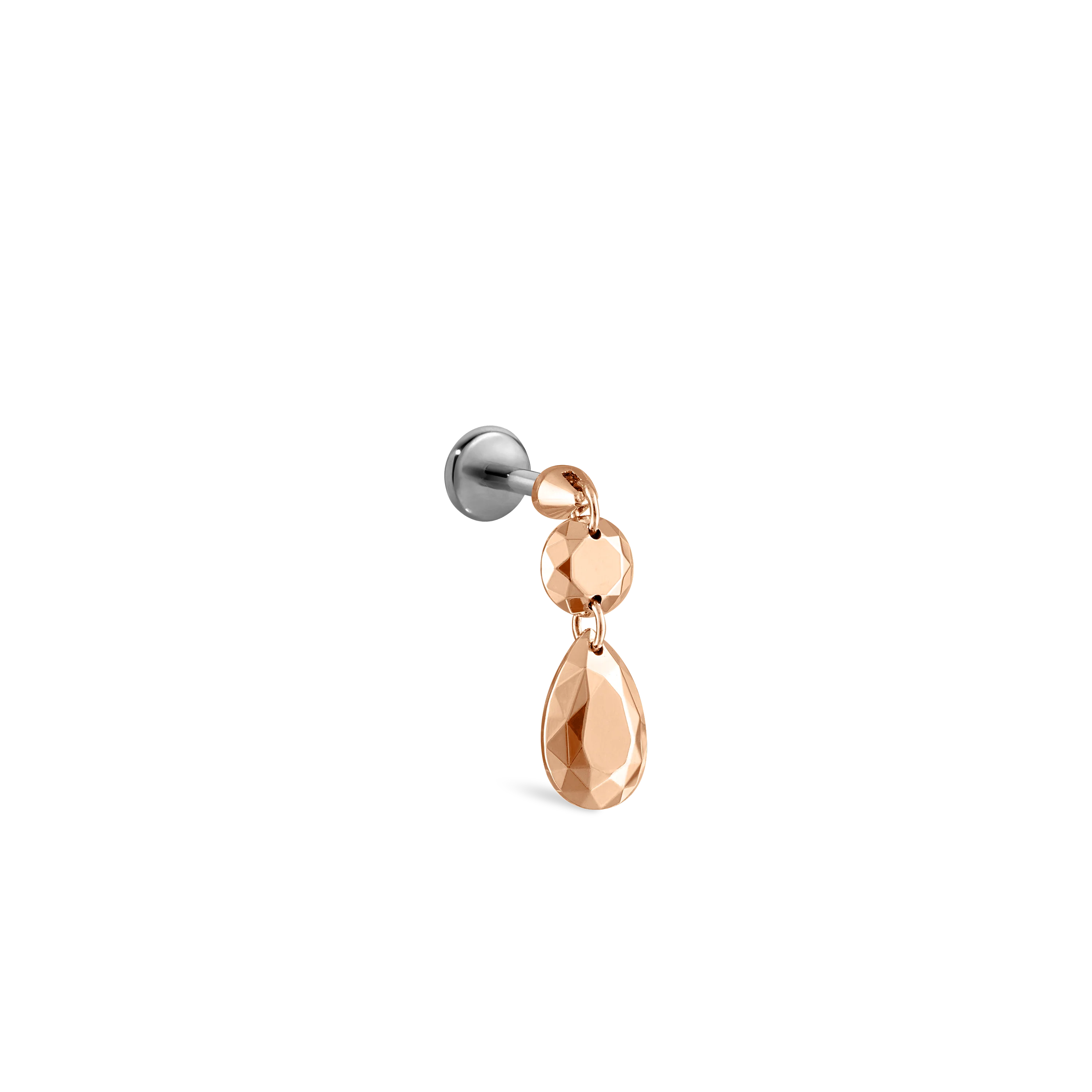 Double Faceted Gold Threaded Charm Stud Earring With Titanium Backing - Image 18