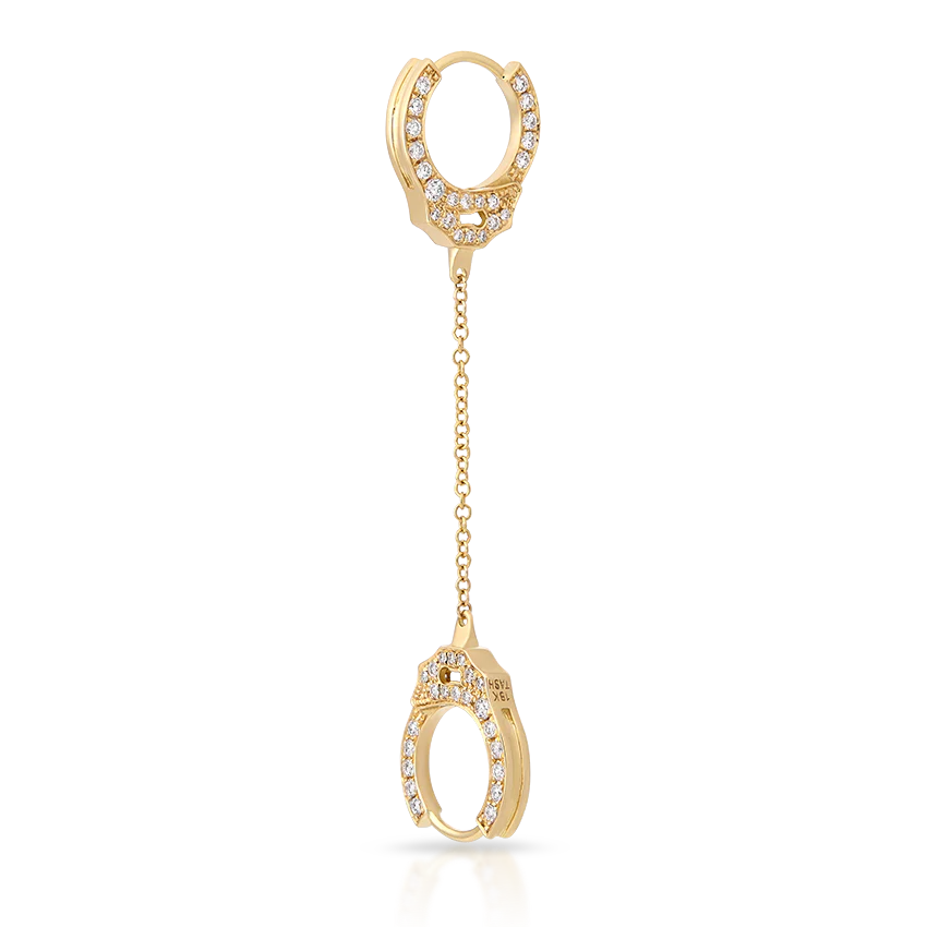 Double-sided Diamond Handcuff with Medium Chain Hoop Earring - Image 10