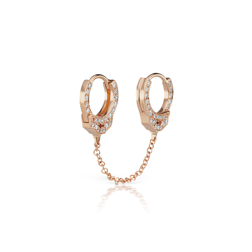 Double-sided Diamond Handcuff with Medium Chain Hoop Earring - Image 14