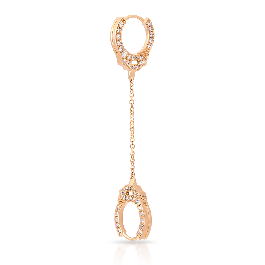 Double-sided Diamond Handcuff with Medium Chain Hoop Earring - Image 16