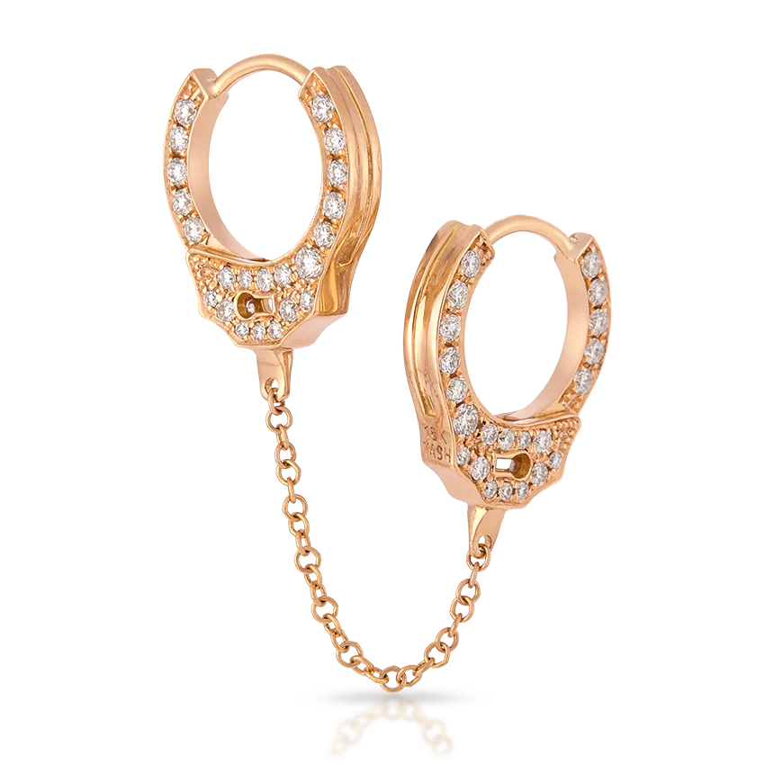 Double-sided Diamond Handcuff with Medium Chain Hoop Earring - Image 17