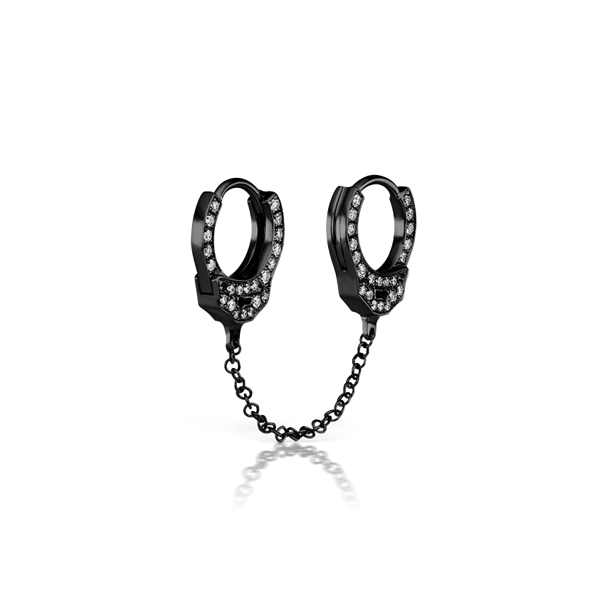 Double-sided Diamond Handcuff with Medium Chain Hoop Earring - Image 20
