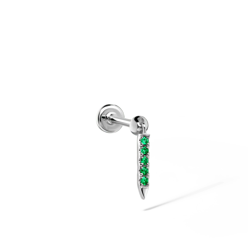 Emerald Eternity Bar Charm Threaded Stud Earring - Image 12