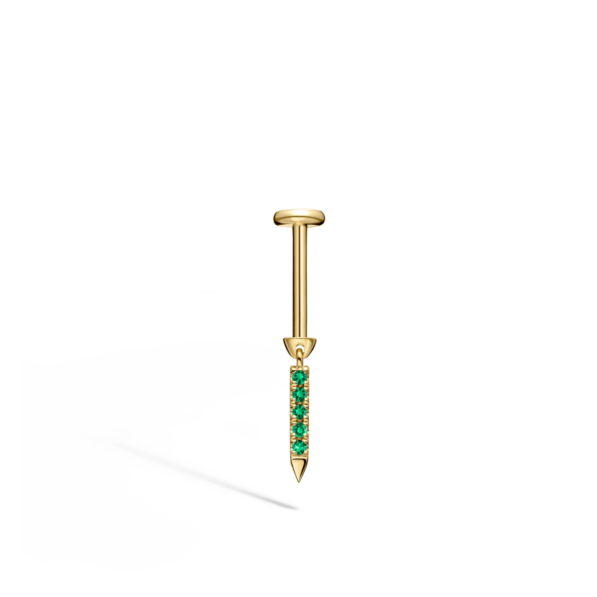 Emerald Eternity Bar Charm Threaded Stud Earring - Image 26