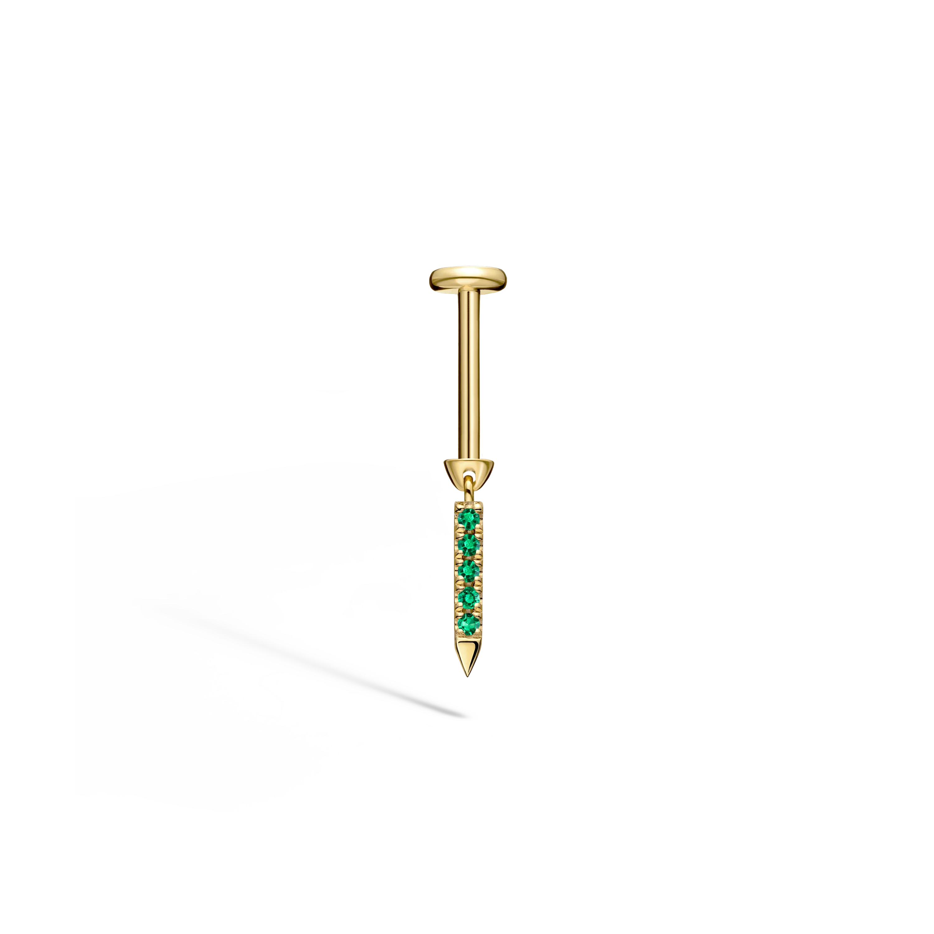 Emerald Eternity Bar Charm Threaded Stud Earring - Image 27