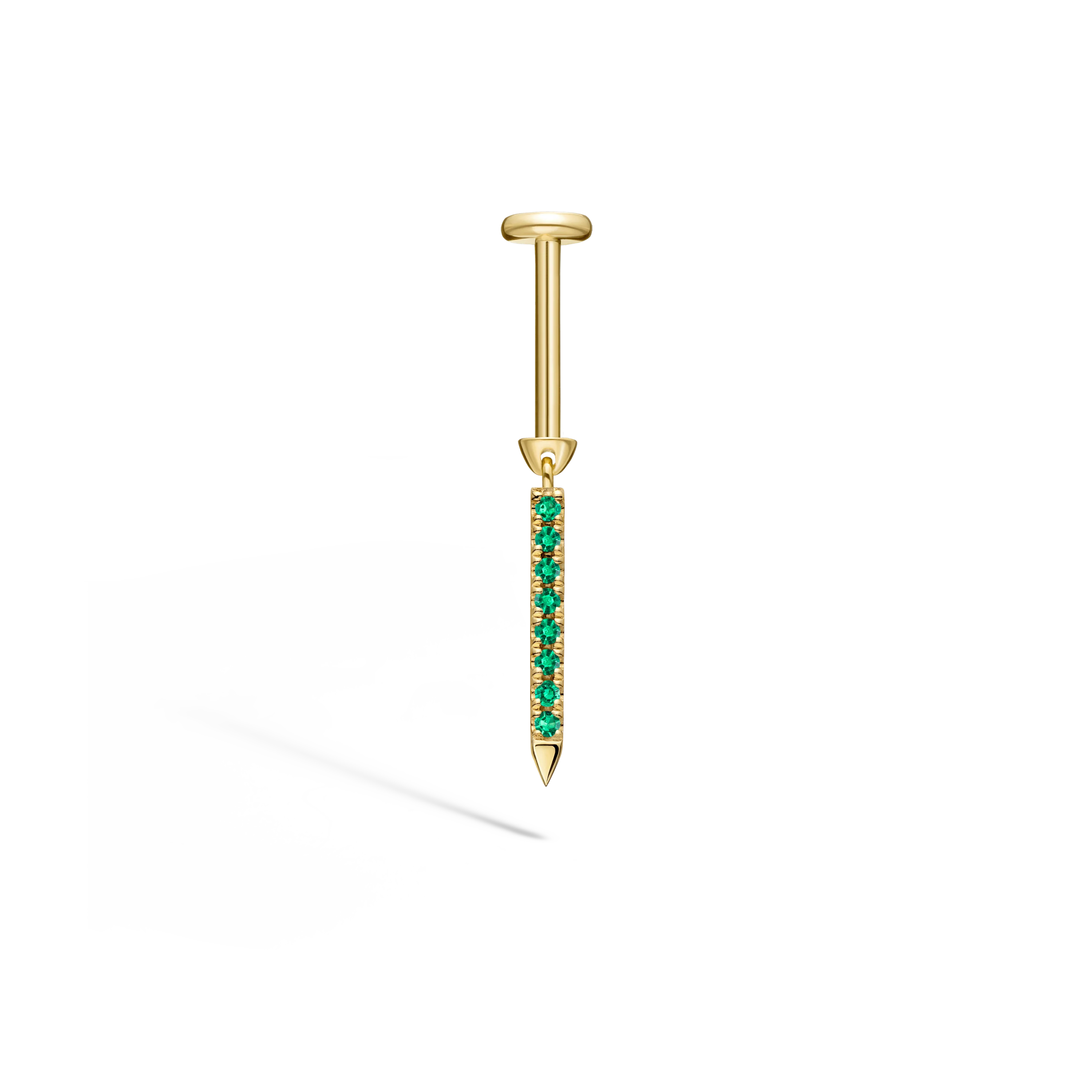 Emerald Eternity Bar Charm Threaded Stud Earring - Image 28