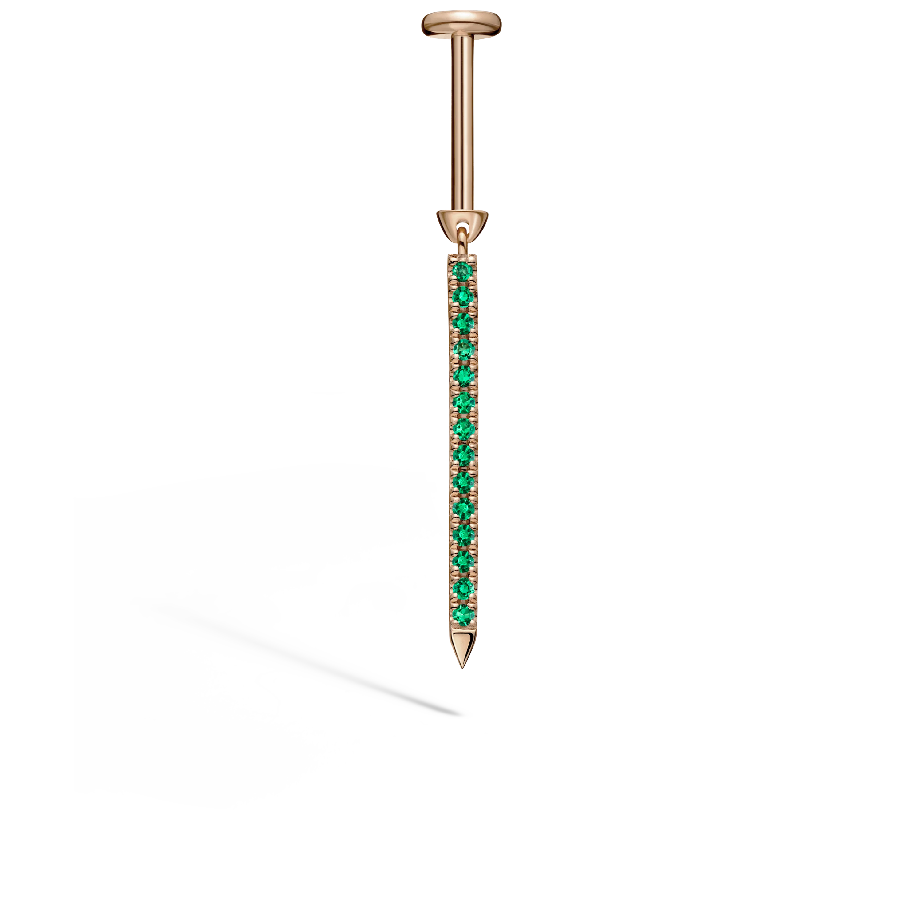 Emerald Eternity Bar Charm Threaded Stud Earring - Image 29