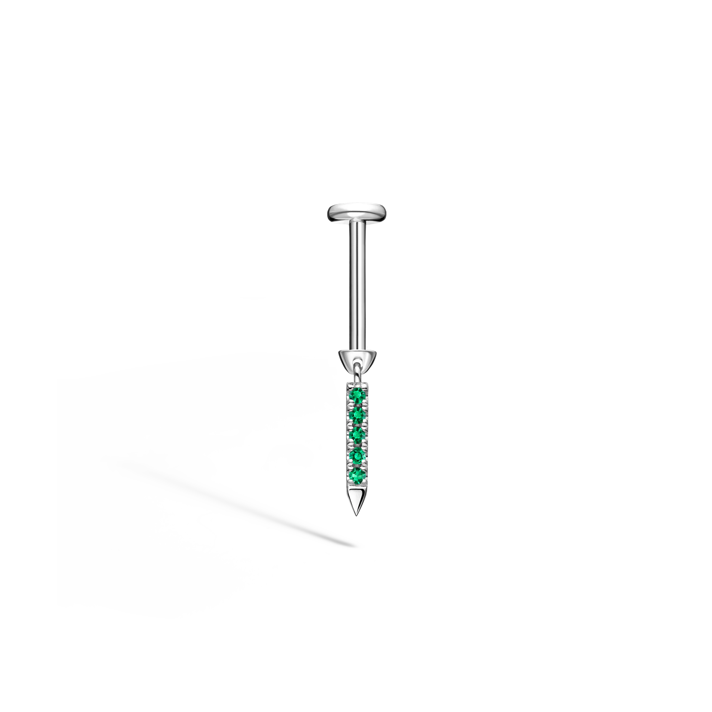 Emerald Eternity Bar Charm Threaded Stud Earring - Image 30