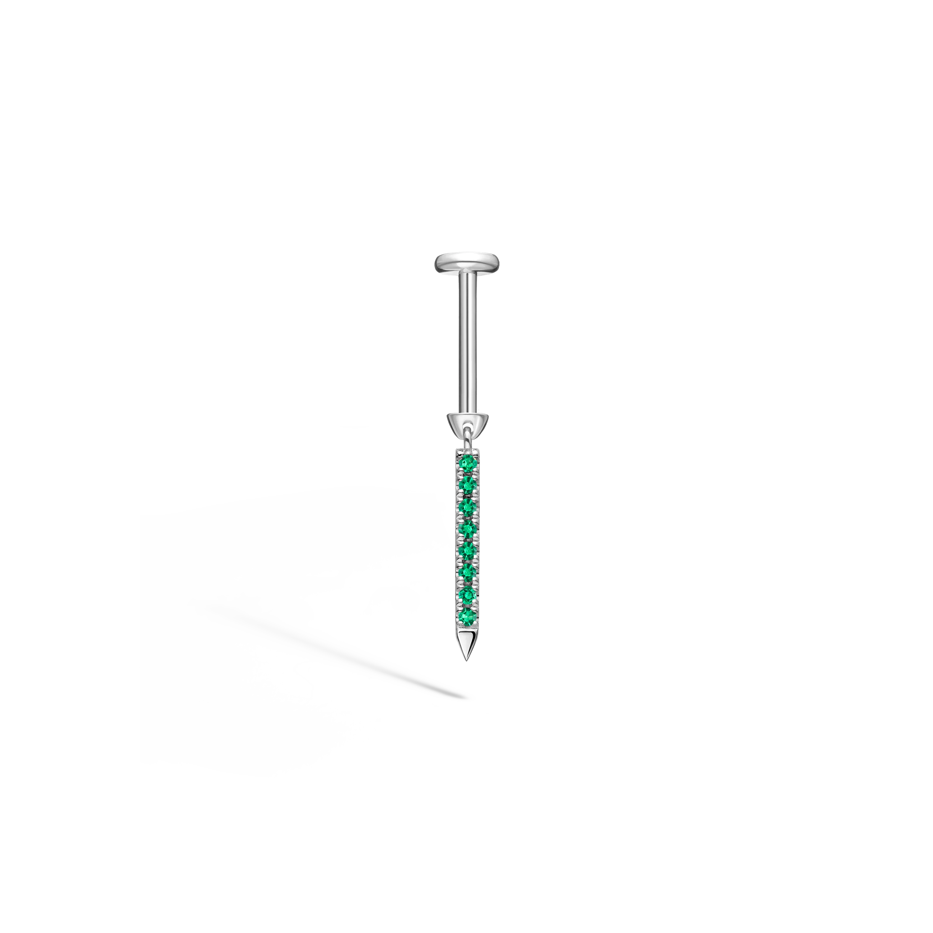 Emerald Eternity Bar Charm Threaded Stud Earring - Image 31