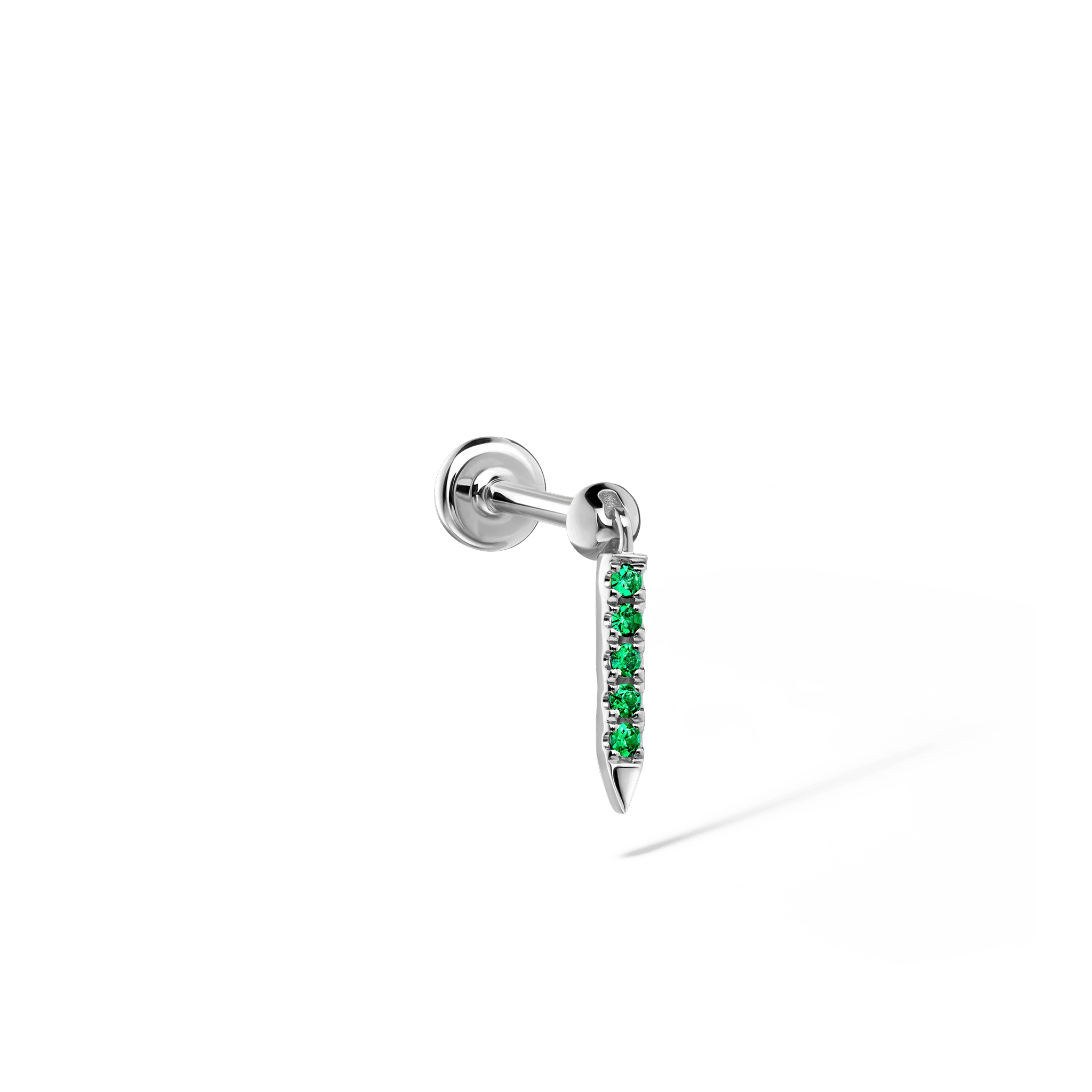 Emerald Eternity Bar Charm Threaded Stud Earring - Image 34