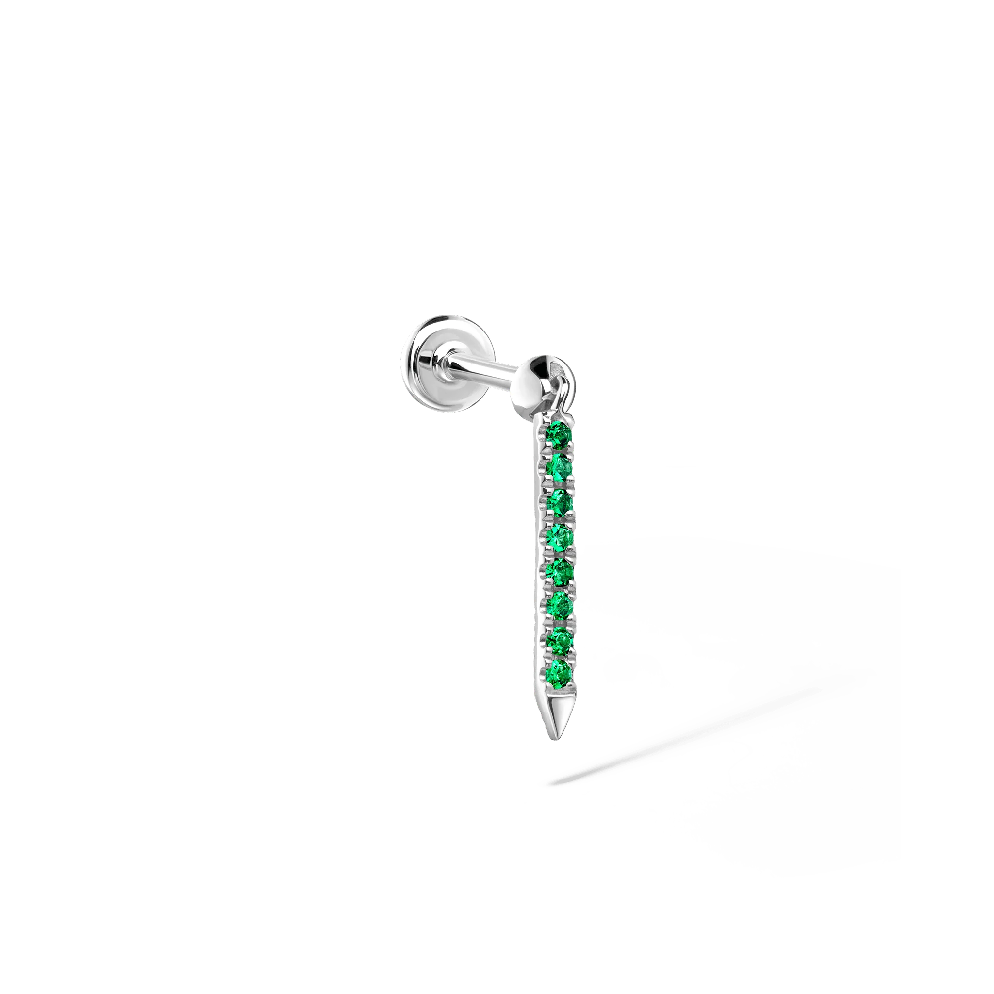 Emerald Eternity Bar Charm Threaded Stud Earring - Image 35