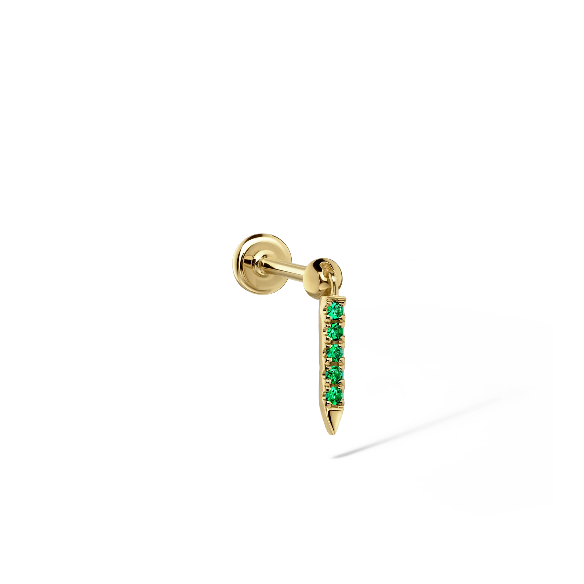 Emerald Eternity Bar Charm Threaded Stud Earring - Image 37