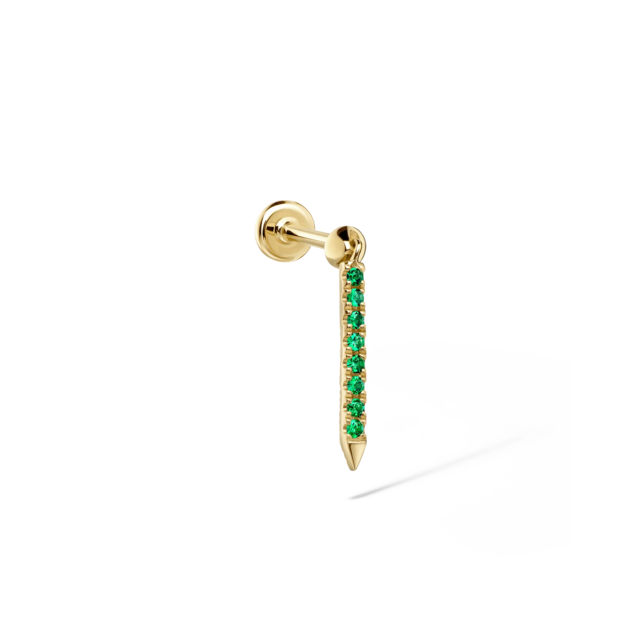 Emerald Eternity Bar Charm Threaded Stud Earring - Image 38