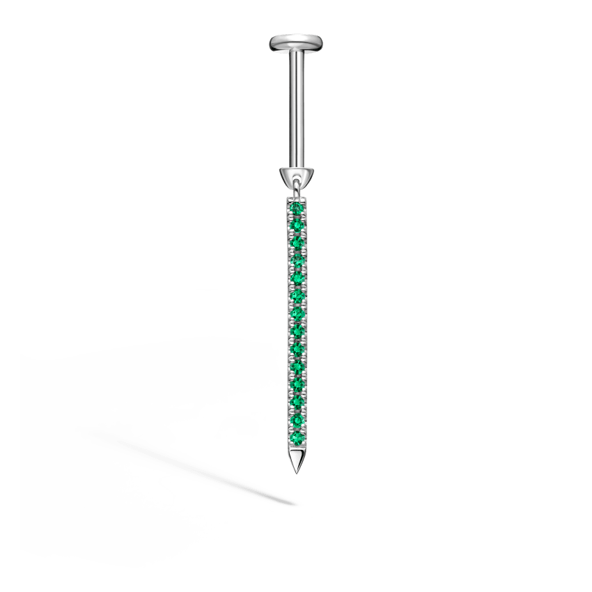 Emerald Eternity Bar Charm Threaded Stud Earring With Titanium Backing - Image 11