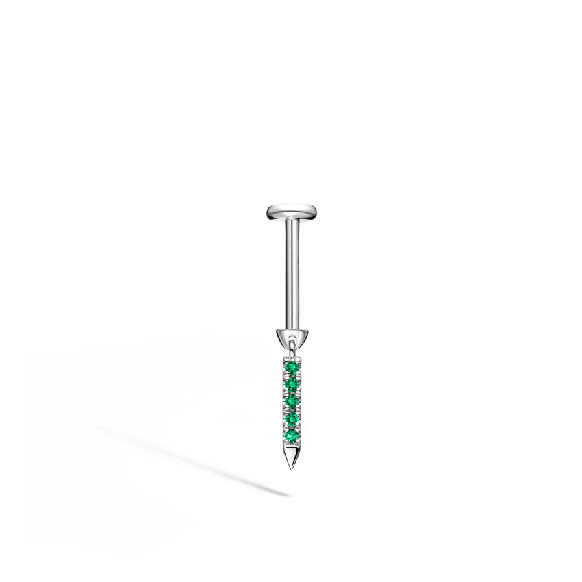 Emerald Eternity Bar Charm Threaded Stud Earring With Titanium Backing - Image 14