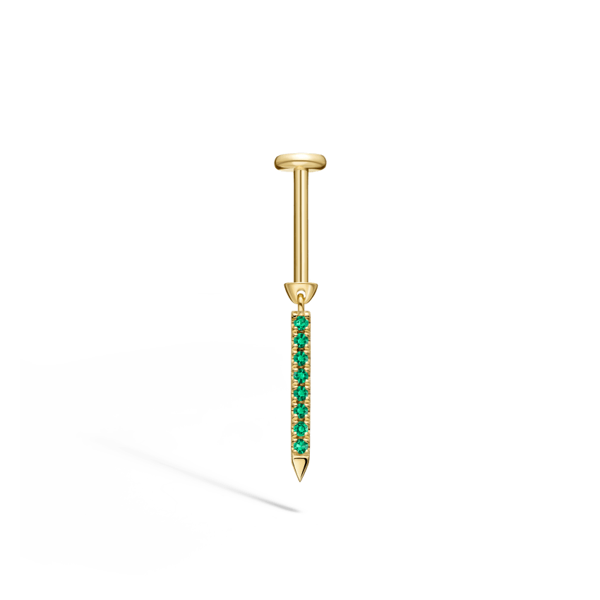 Emerald Eternity Bar Charm Threaded Stud Earring With Titanium Backing - Image 18