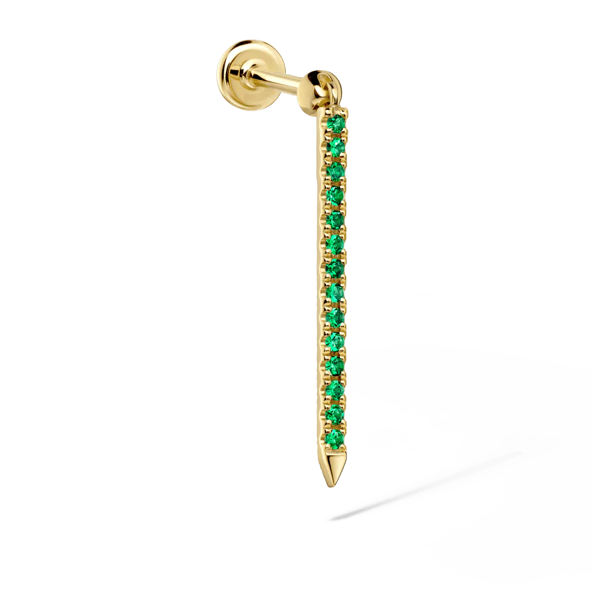 Emerald Eternity Bar Charm Threaded Stud Earring With Titanium Backing - Image 20