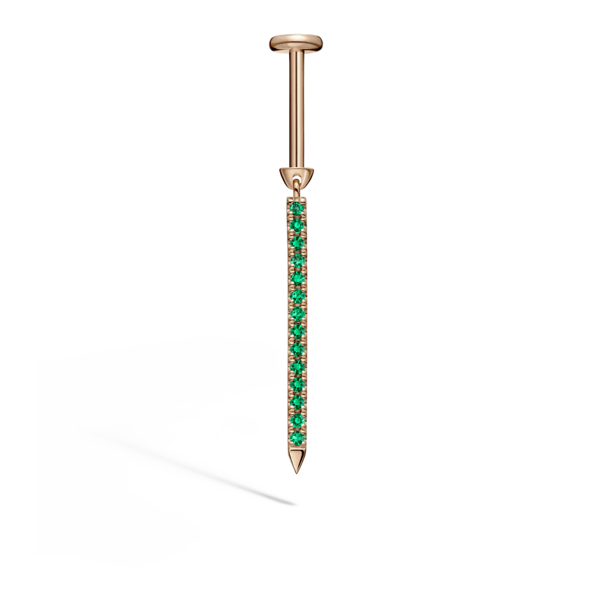 Emerald Eternity Bar Charm Threaded Stud Earring With Titanium Backing - Image 23