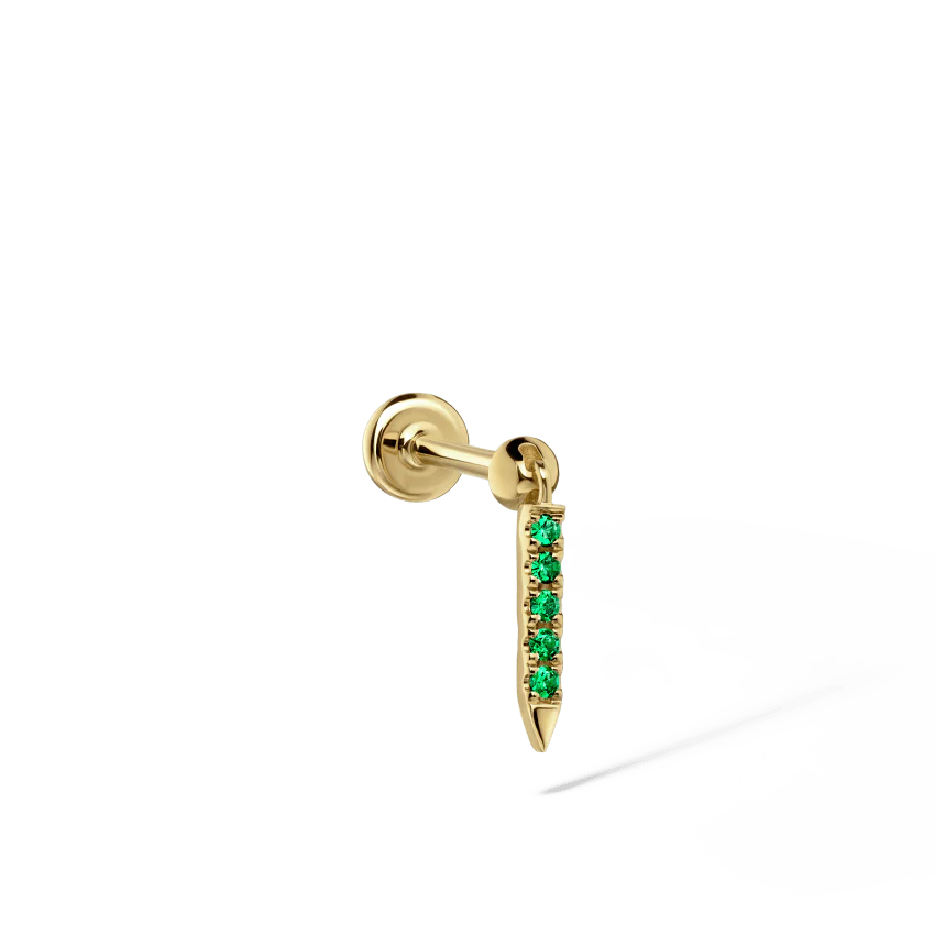 Emerald Eternity Bar Charm Threaded Stud Earring With Titanium Backing - Image 24