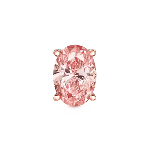 Engraved Pink Oval Diamond Stud Earring - Image 3