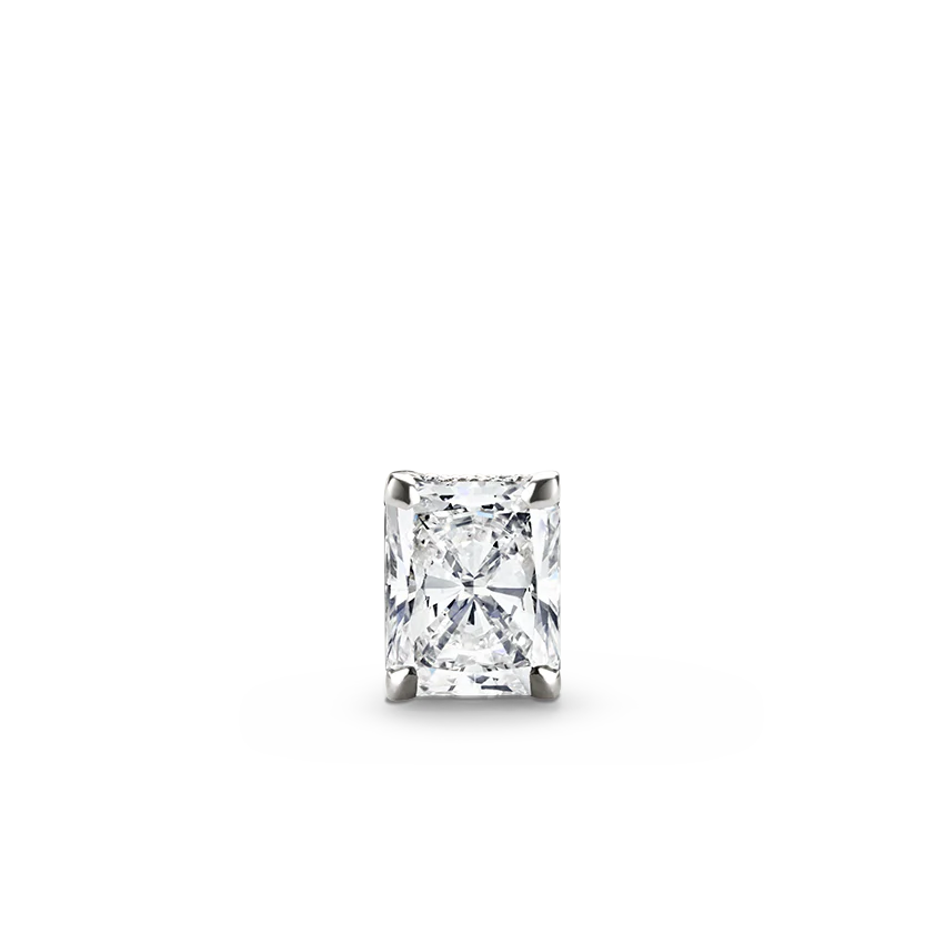 Engraved Radiant Diamond Threaded Stud Earring - Image 3