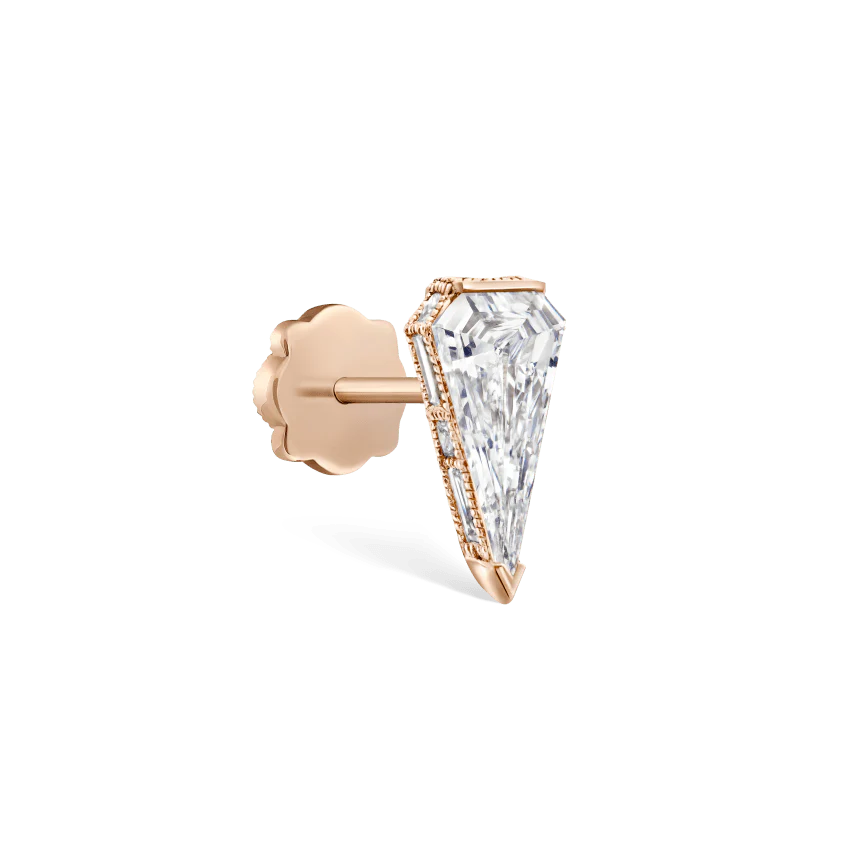 Engraved Silhouette Diamond Threaded Stud Earring - Image 8
